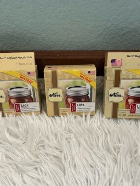 Kerr Ball Regular Mouth Home Canning Lids
Three Packages
One is NEW